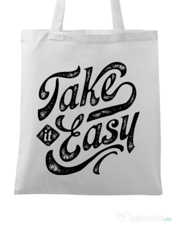 Sacosa din panza Take it easy Alb