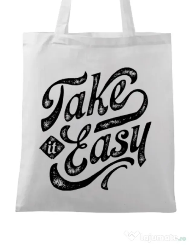 Sacosa din panza Take it easy Alb