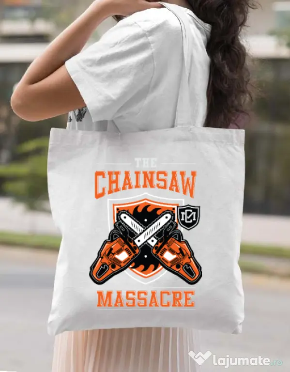 Sacosa din panza The Chainsaw Massacre Alb
