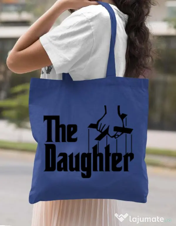 Sacosa din panza The daughter Albastru regal