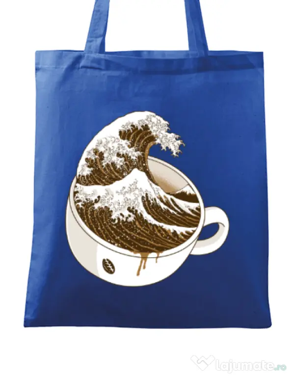 Sacosa din panza The Great Wave off Coffee Albastru regal