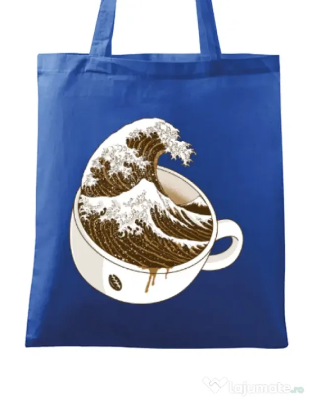 Sacosa din panza The Great Wave off Coffee Albastru regal