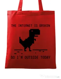 Sacosa din panza The internet is broken Rosu