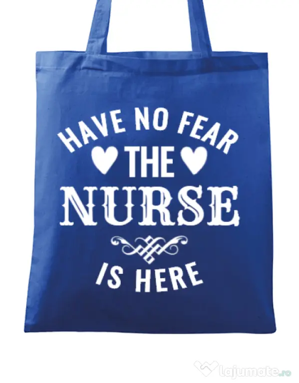 Sacosa din panza The nurse is here Albastru regal