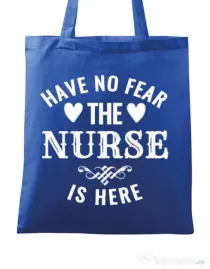Sacosa din panza The nurse is here Albastru regal