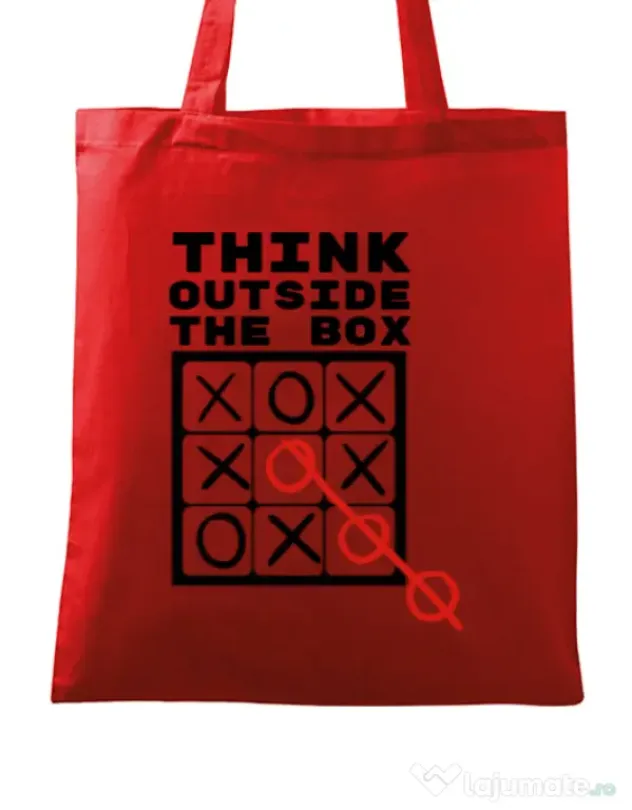Sacosa din panza Think outside the box Rosu