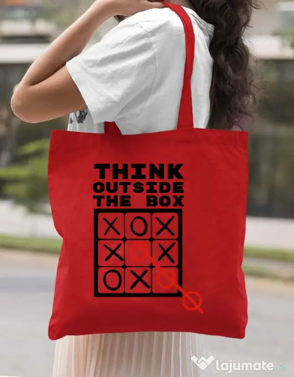 Sacosa din panza Think outside the box Rosu