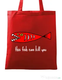 Sacosa din panza This fish can kill you Rosu