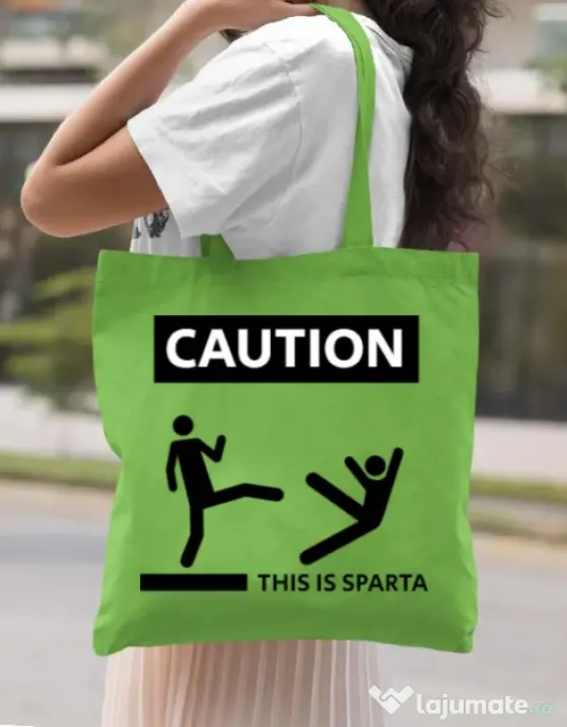 Sacosa din panza This is Sparta Verde mar