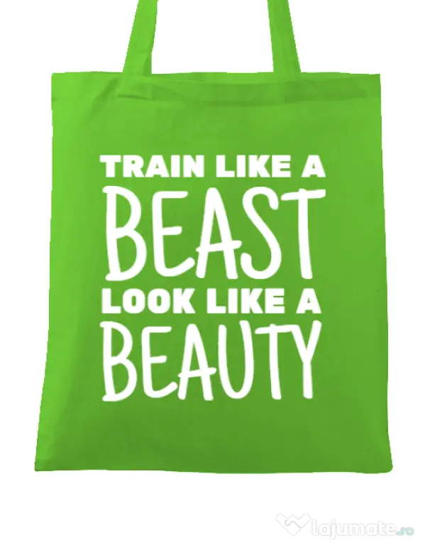 Sacosa din panza Train like a beast Verde mar