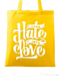 Sacosa din panza Turn Hate Into Love Galben