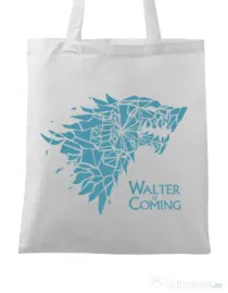 Sacosa din panza Walter is coming Alb
