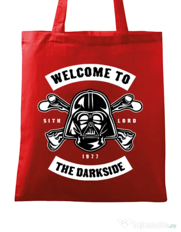 Sacosa din panza Welcome To The Darkside Rosu