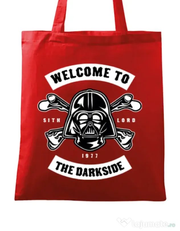 Sacosa din panza Welcome To The Darkside Rosu