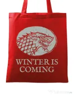 Sacosa din panza Winter is coming Stark Rosu