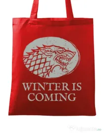 Sacosa din panza Winter is coming Stark Rosu