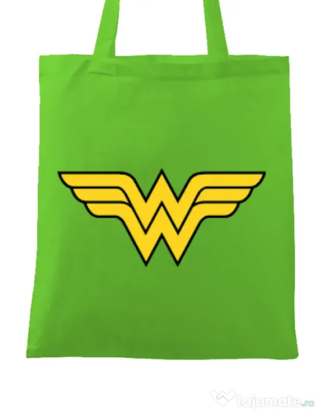 Sacosa din panza Wonder woman Verde mar