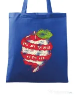 Sacosa din panza You are the apple of my eye Albastru regal