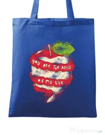 Sacosa din panza You are the apple of my eye Albastru regal