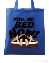 Sacosa din panza You me bed now Albastru regal