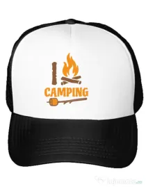 Sapca personalizata I love Camping Alb