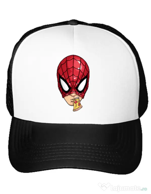 Sapca personalizata Spiderman pizza Alb