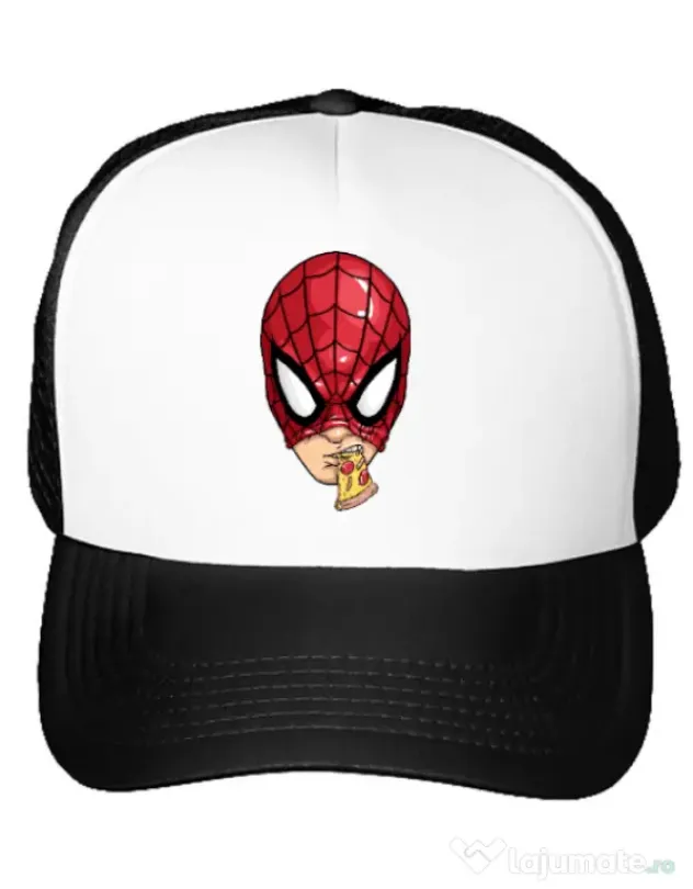 Sapca personalizata Spiderman pizza Alb