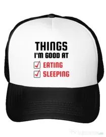 Sapca personalizata Things I am good at Alb