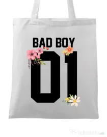 Sacosa din panza Bad boy Alb