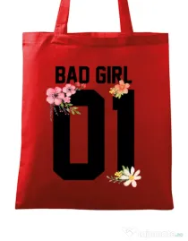 Sacosa din panza Bad girl Rosu