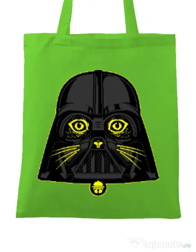 Sacosa din panza Cat Vader Verde mar