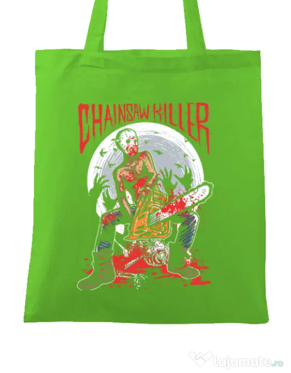 Sacosa din panza Chainsaw killer Verde mar