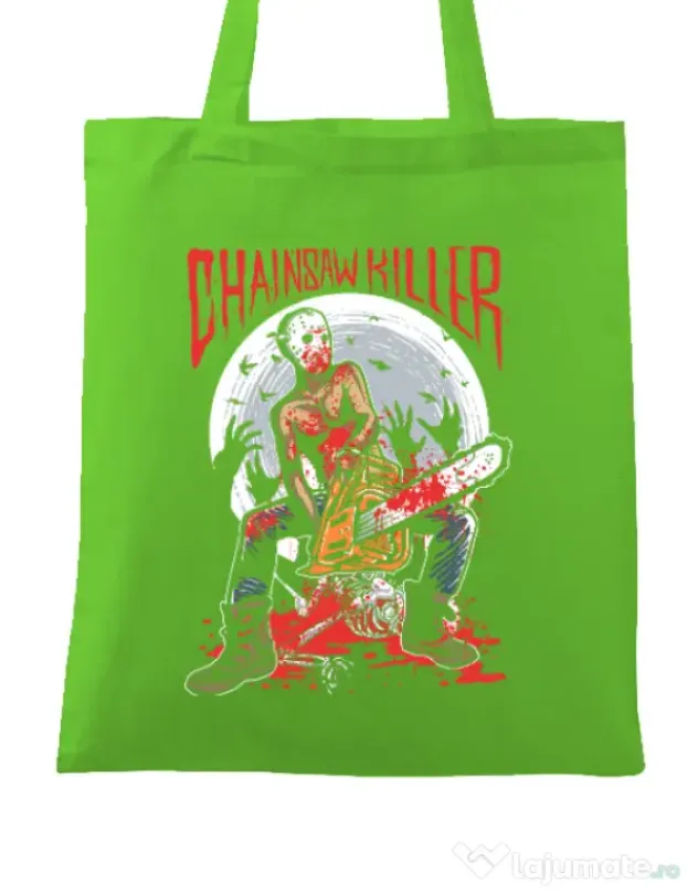 Sacosa din panza Chainsaw killer Verde mar