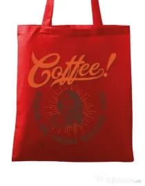 Sacosa din panza Coffee keeps me from killing you Rosu