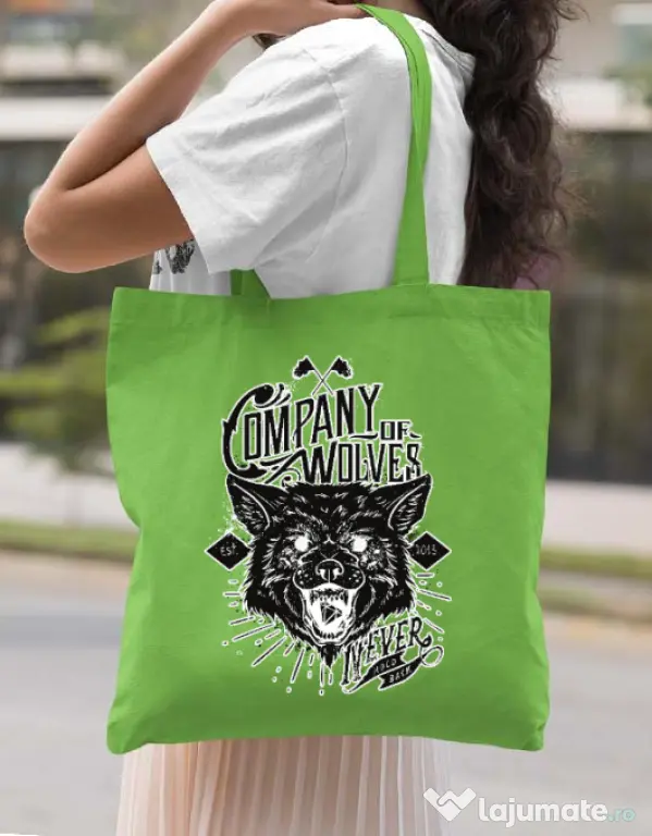 Sacosa din panza Company of wolves Verde mar
