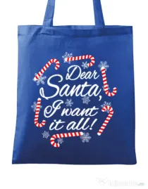 Sacosa din panza Dear santa Albastru regal