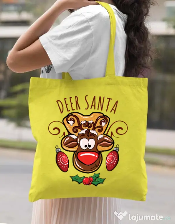 Sacosa din panza Deer santa Galben