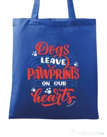 Sacosa din panza Dogs leave pawprints Albastru regal