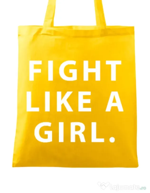 Sacosa din panza Fight like a girl Galben