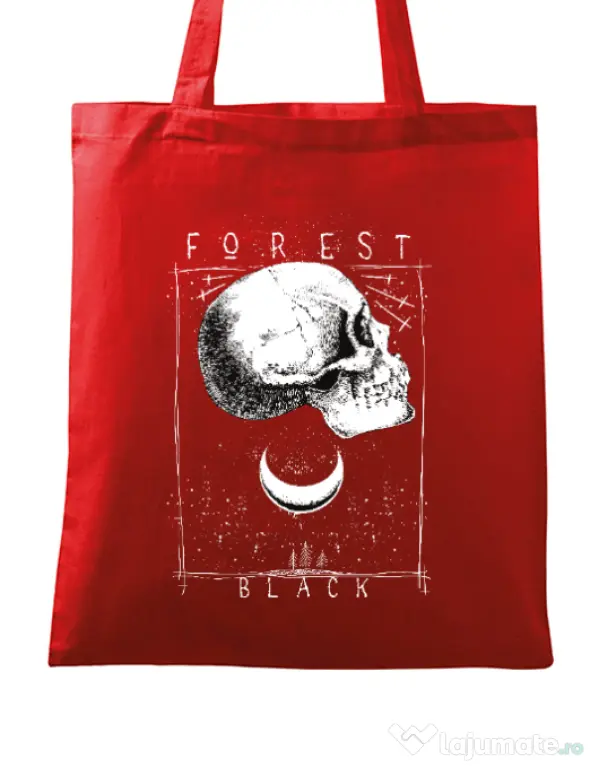 Sacosa din panza Forest Black Rosu