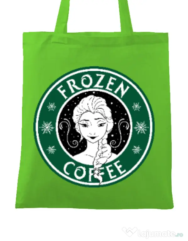 Sacosa din panza Frozen coffee Verde mar