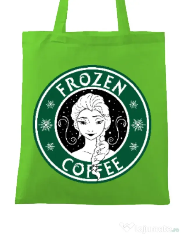 Sacosa din panza Frozen coffee Verde mar