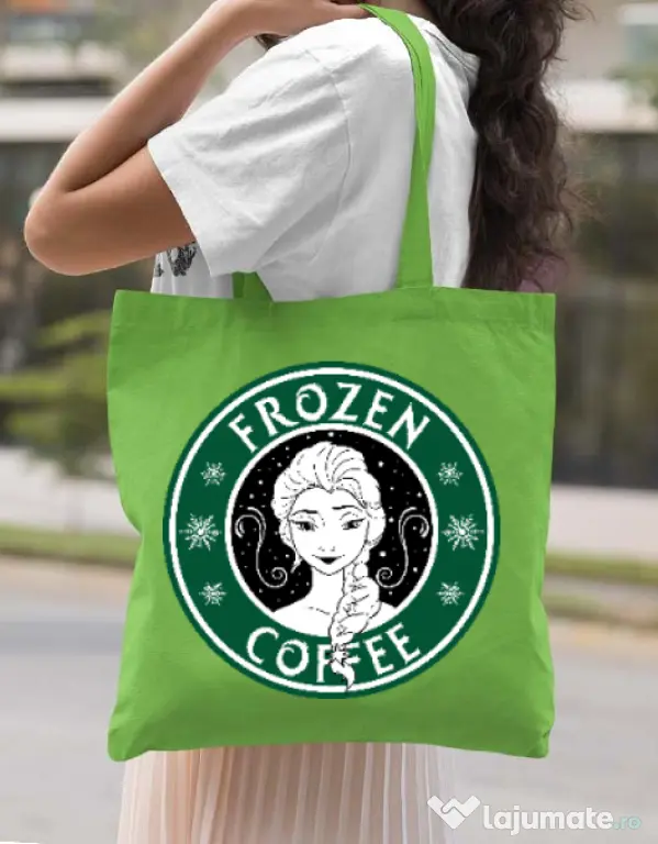 Sacosa din panza Frozen coffee Verde mar