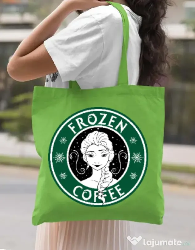 Sacosa din panza Frozen coffee Verde mar