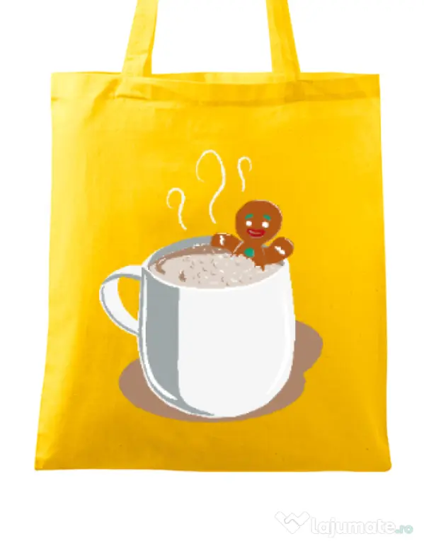 Sacosa din panza Gingerbread man Galben
