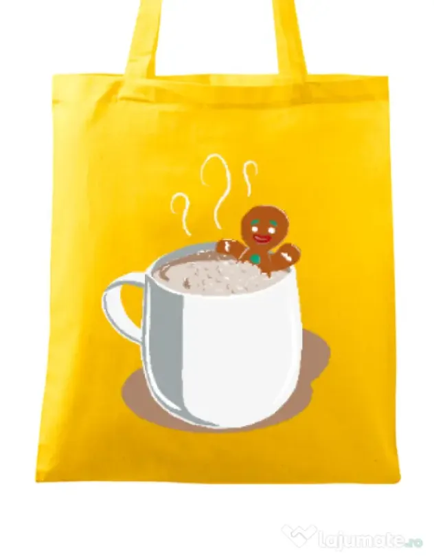 Sacosa din panza Gingerbread man Galben