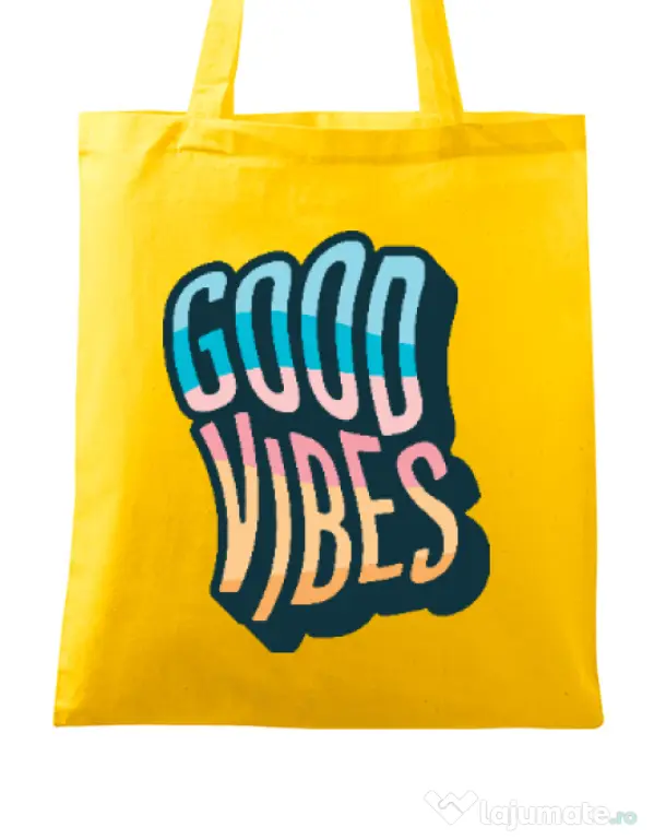 Sacosa din panza Good vibes Galben