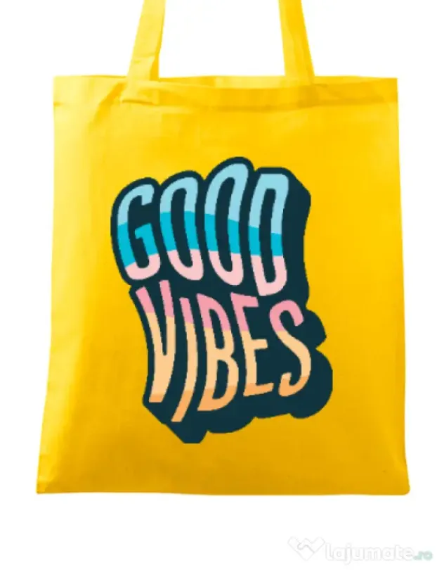 Sacosa din panza Good vibes Galben