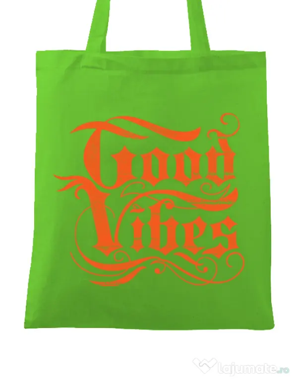 Sacosa din panza Good vibes Verde mar