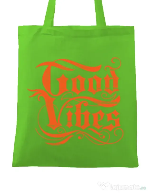 Sacosa din panza Good vibes Verde mar